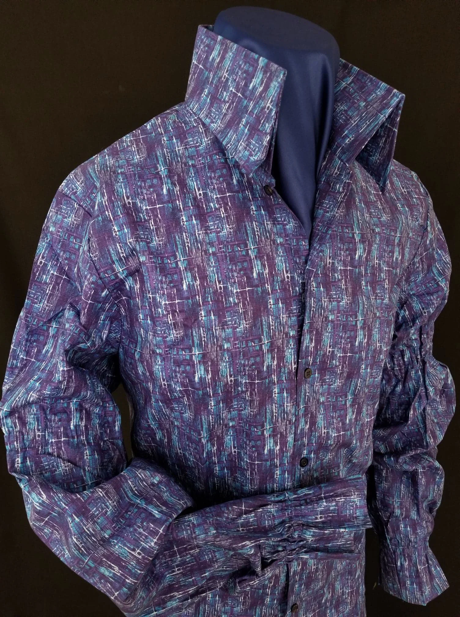 Purple and Blue Crosshatch Shirt — B\u0026K 