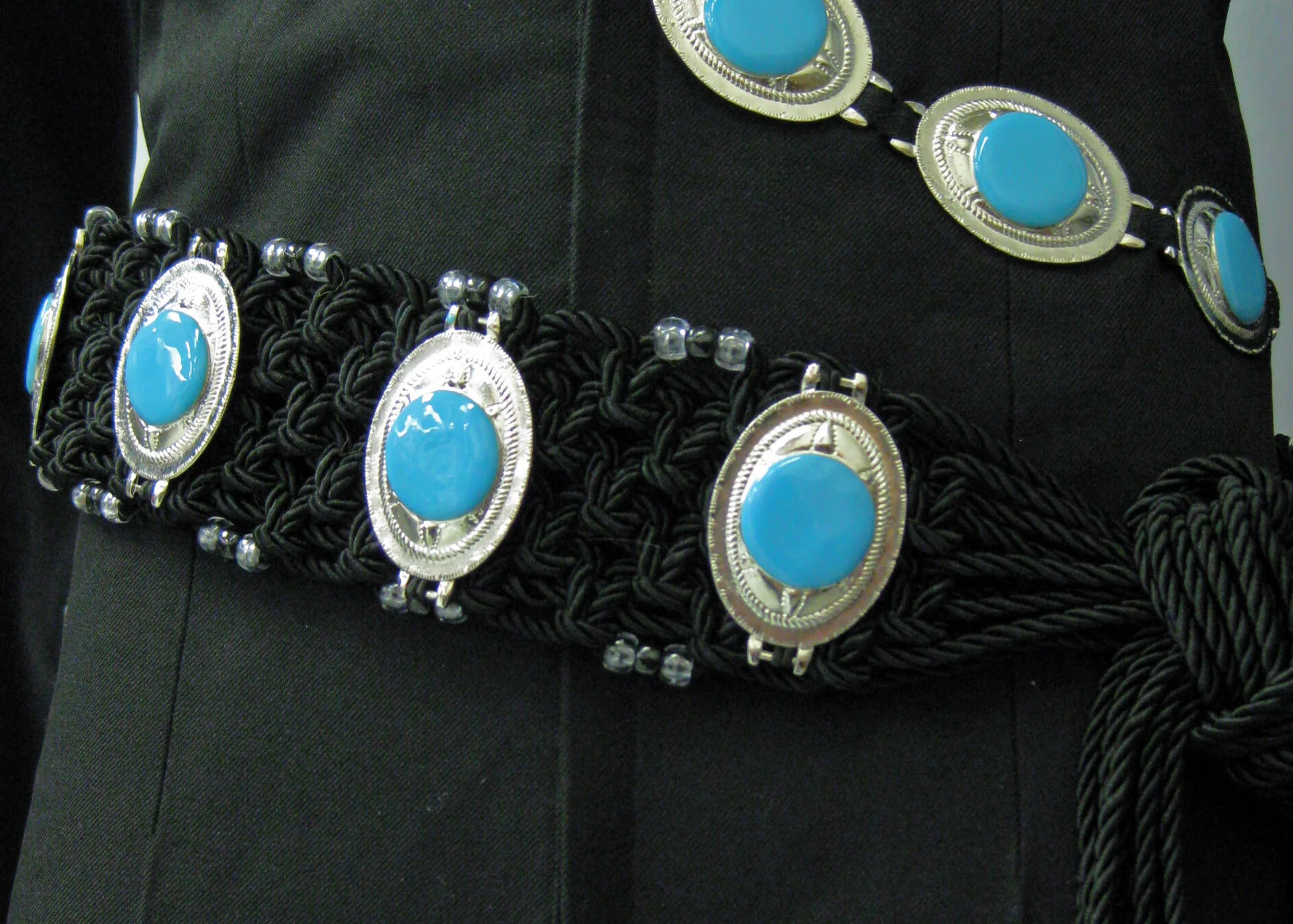 Black Turquoise Concho Belt.JPG