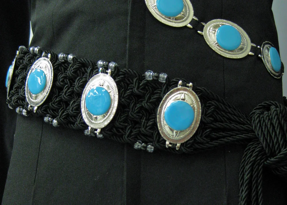 Black Turquoise Concho Belt — B&K Enterprises Costume Company display picture 1