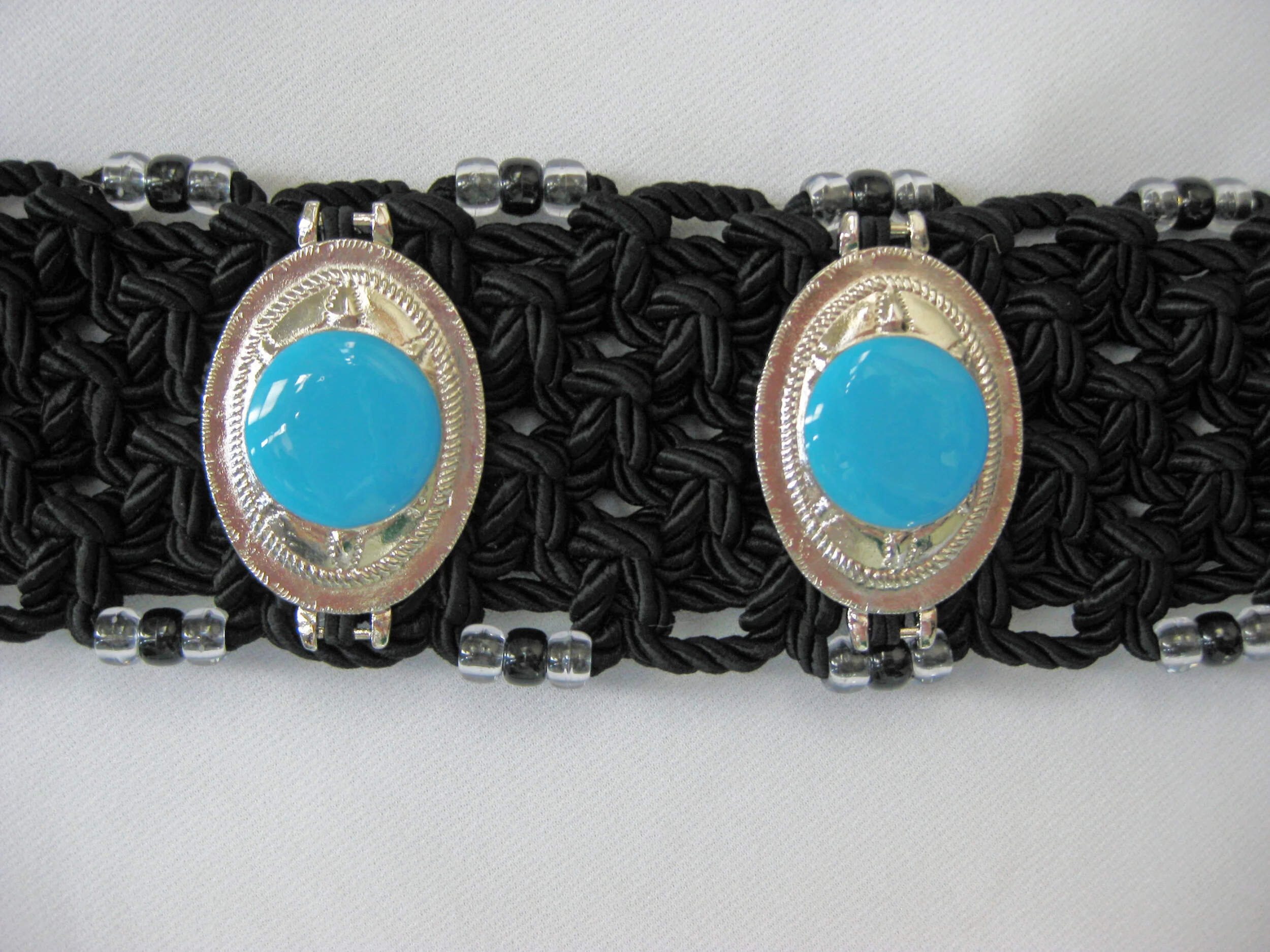 Black Turquoise Concho Belt Close.JPG