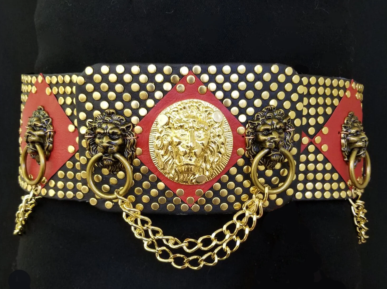 Black with Red Cisco Kid Belt Waist View