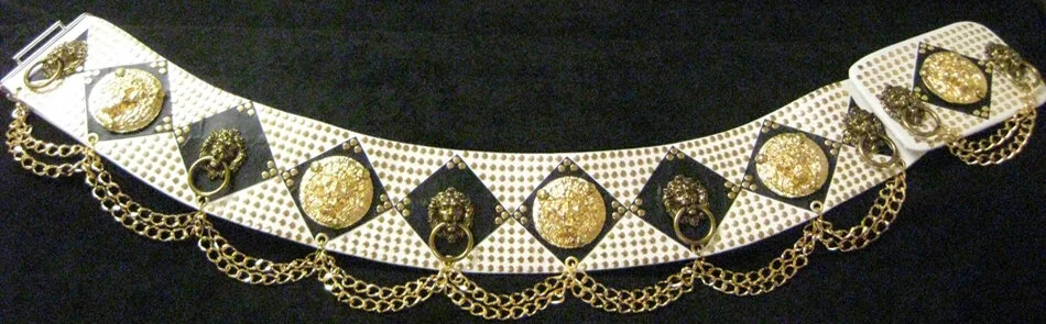 White with Black Cisco Kid Belt Full View