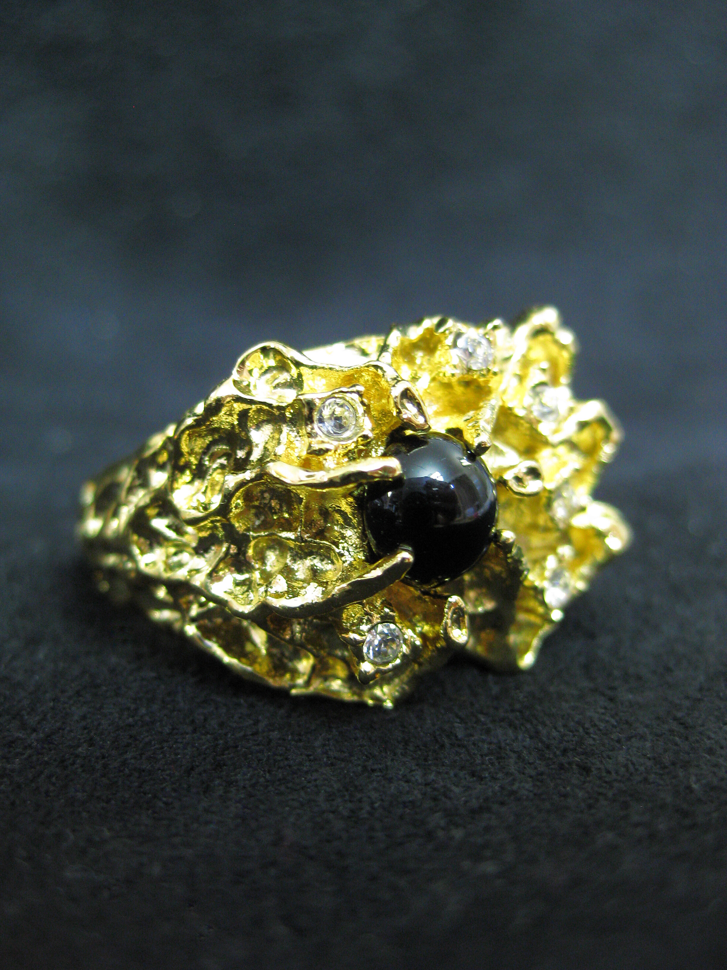 Onyx & Diamond Nugget Ring.JPG