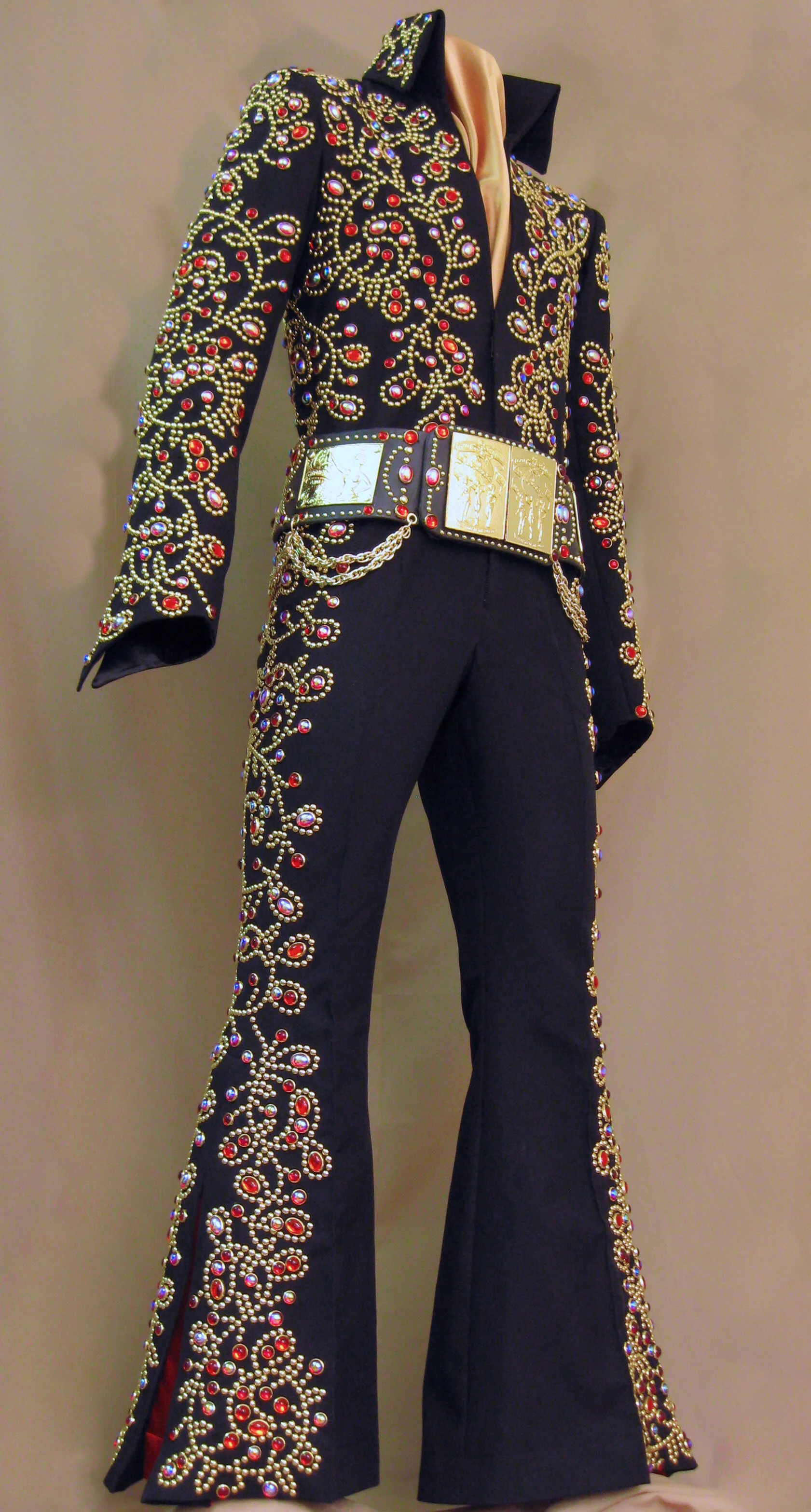 Spanish Flower Jumpsuit Black with Red Stones — B&K Enterprises