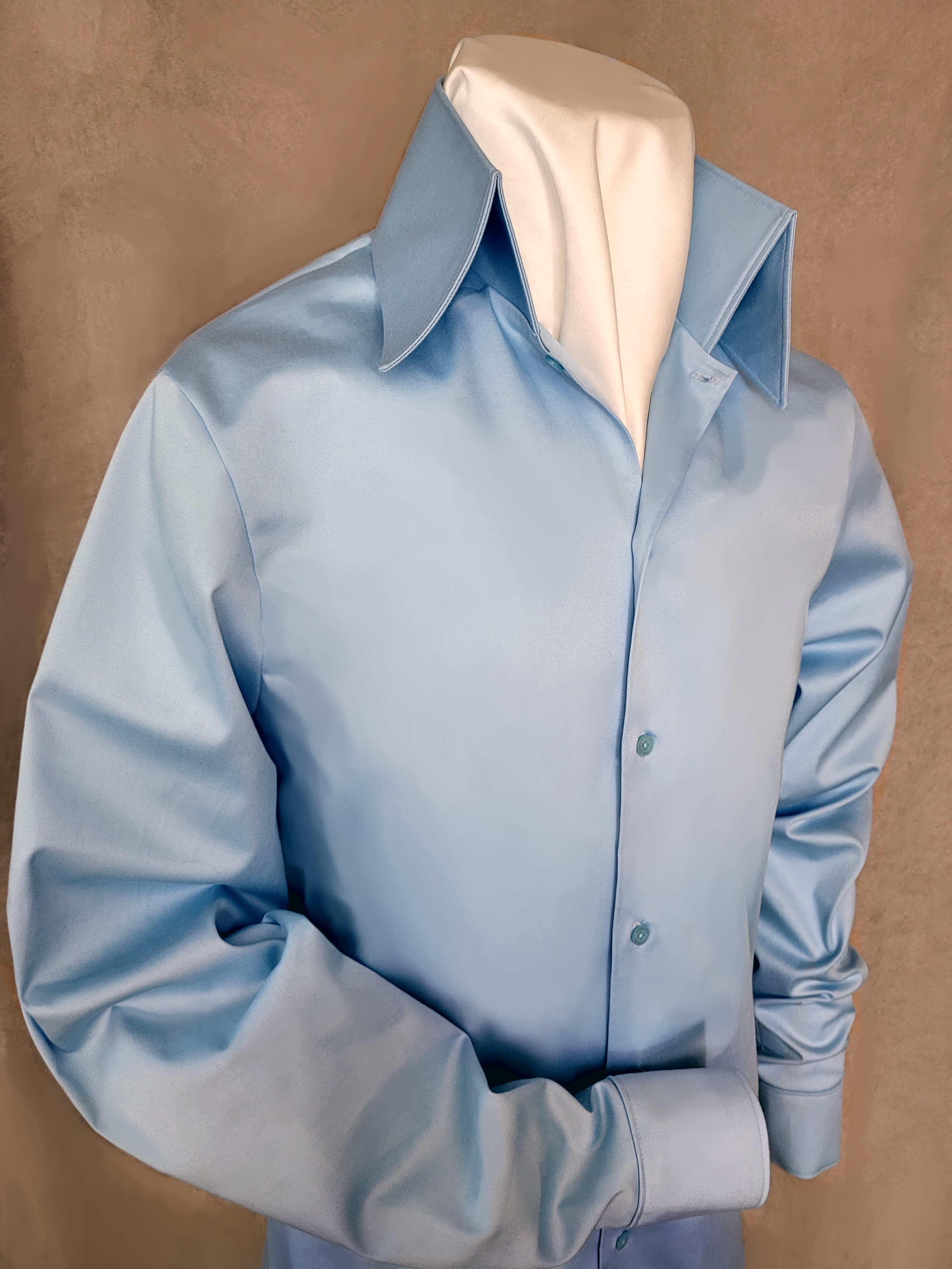 P. Blue Cotton Cuffed Shirt.png