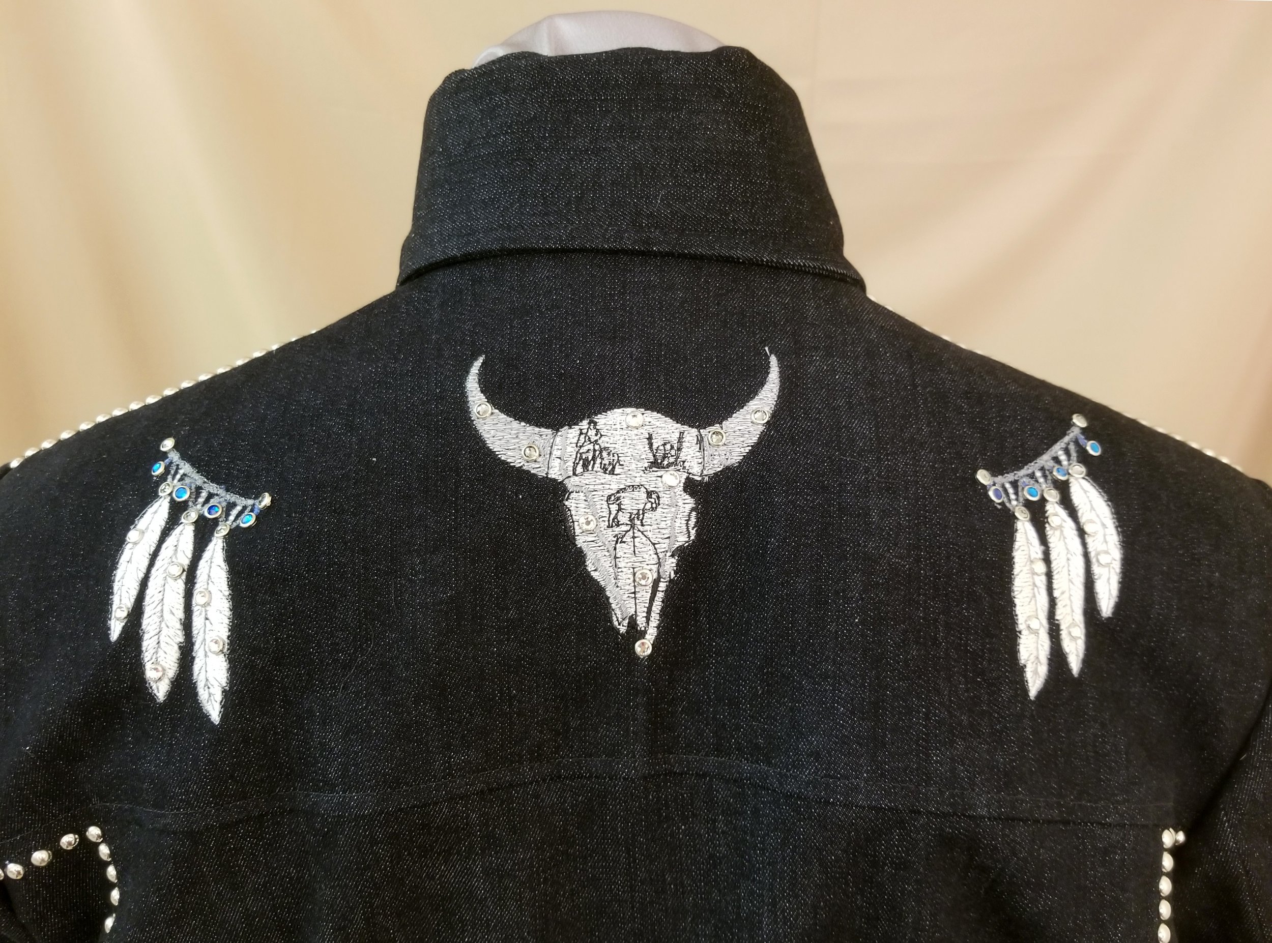 Embroidered Western Denim 2pc Jacket Back Close.jpg