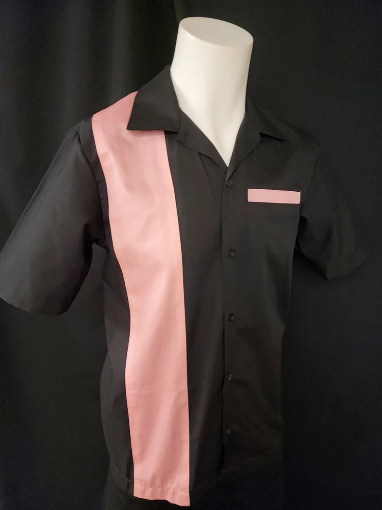 pink and black dress shirt Barry. Wang Mens Black Hot Pink Splicing Shirt Long Sleeve Formal Shirt for Wedding, M