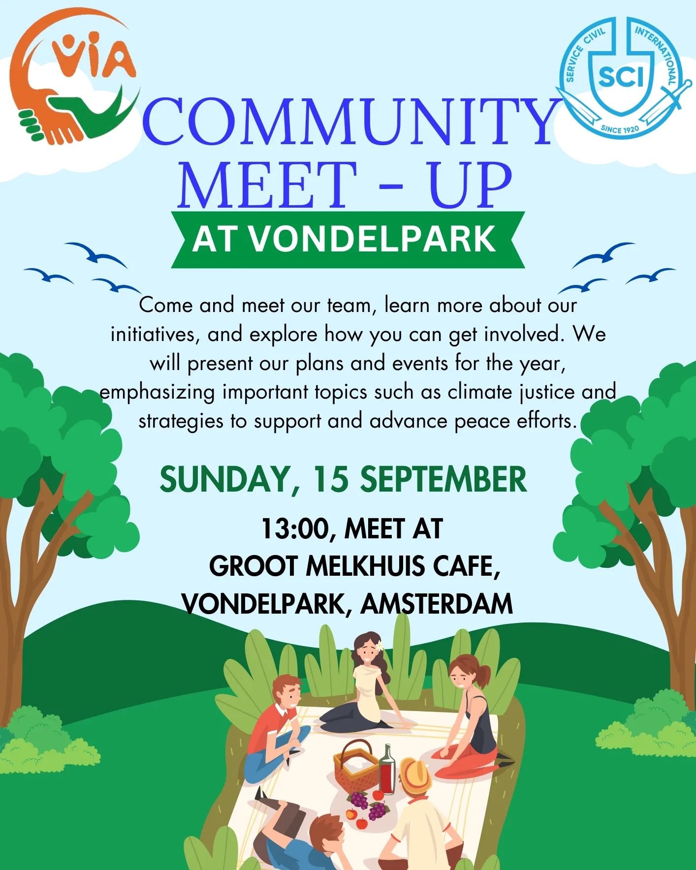 🌍✨ **Join Our Community Meet-Up!** ✨🌍

Are you passionate about climate justice and peace work? 💬💚 Come meet our team, learn about what we do, and discover how YOU can get involved in making a real impact! 

📅 Date: Sunday, 15 September 2024
🕒 