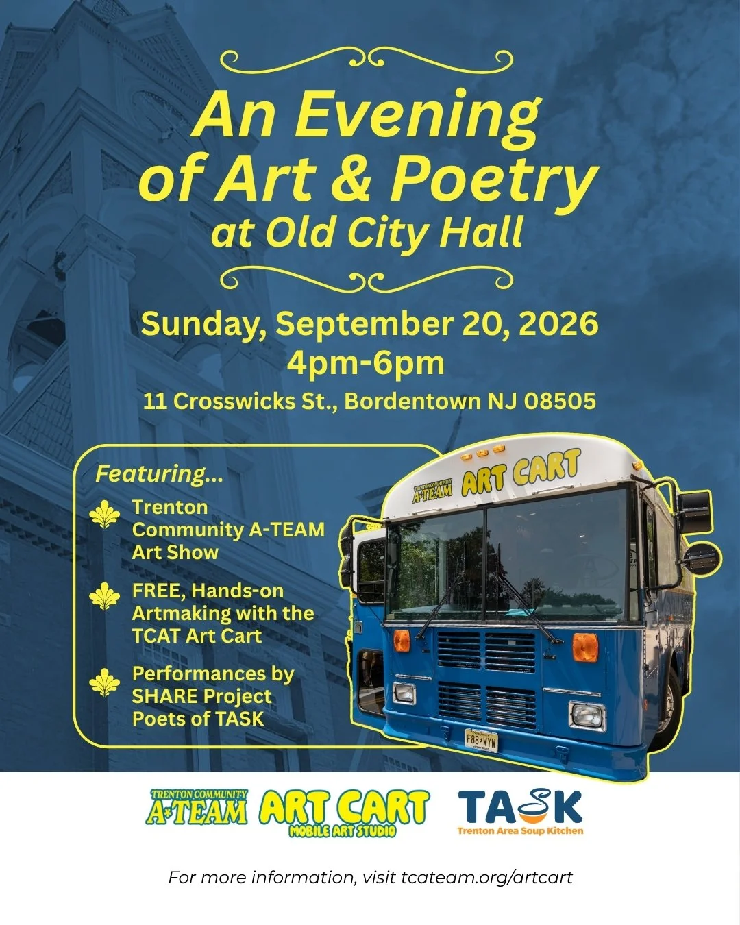 An Evening of Art &amp; Poetry at Old City Hall, Sept. 20th,  4pm - 6pm at Old City Hall, Bordentown