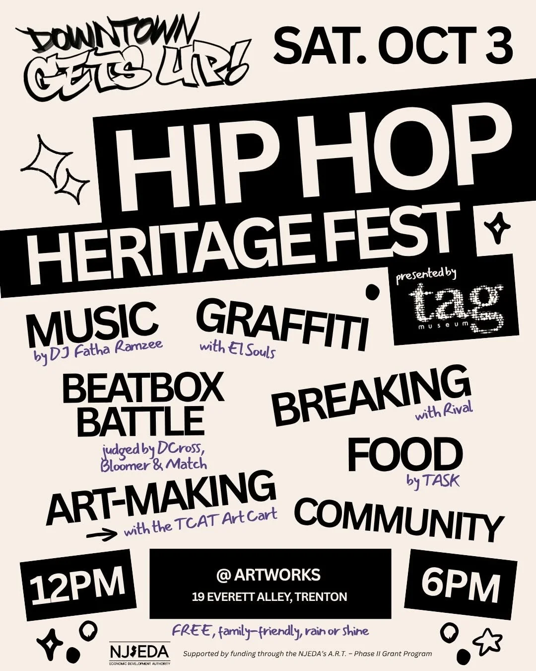 Hip Hop Heritage Fest with The American Graffiti Museum, Oct. 3, 12p at Artworks, Trenton