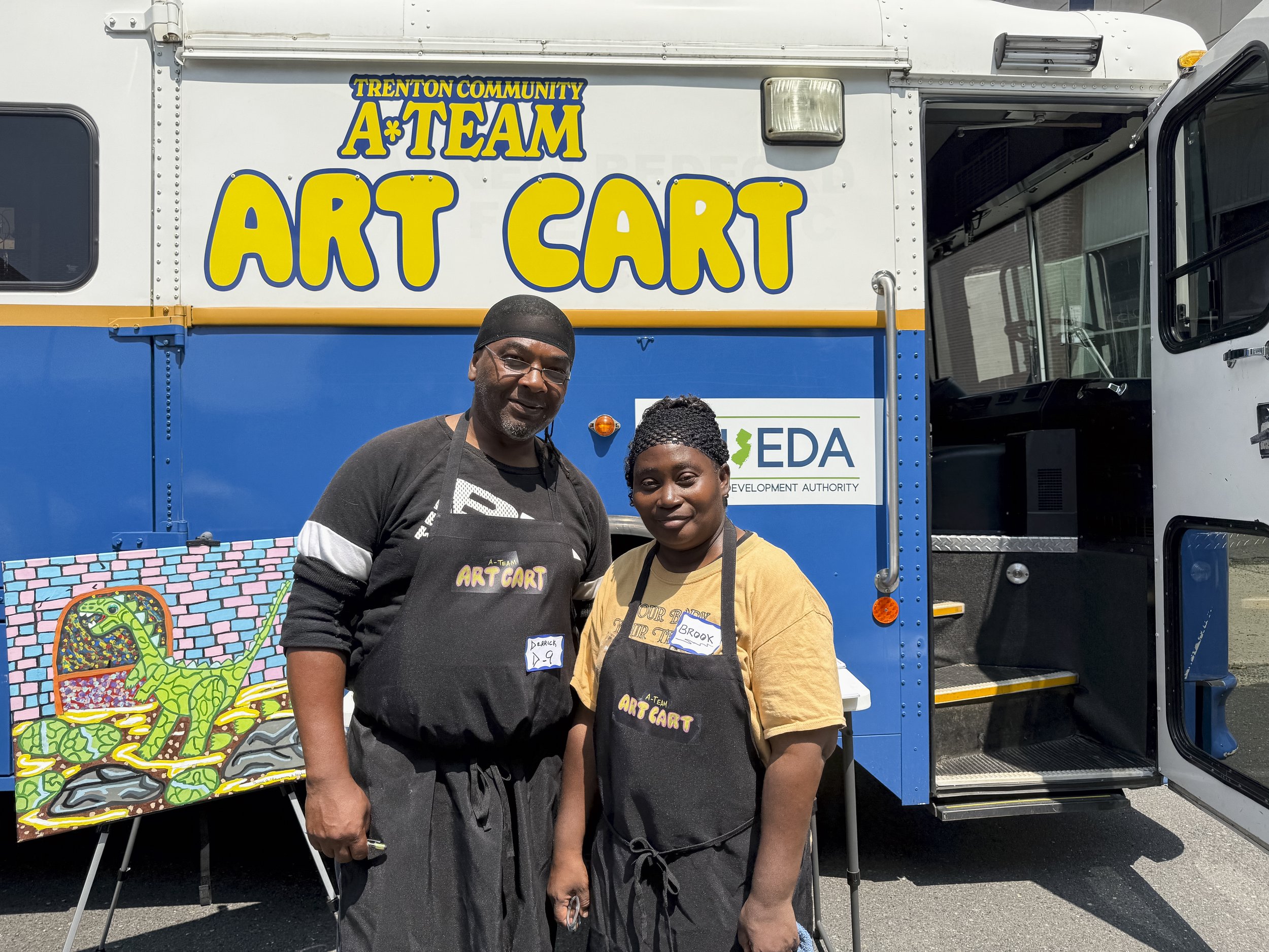 TCAT Artists Derrick and Brook in Front of the Art Cart