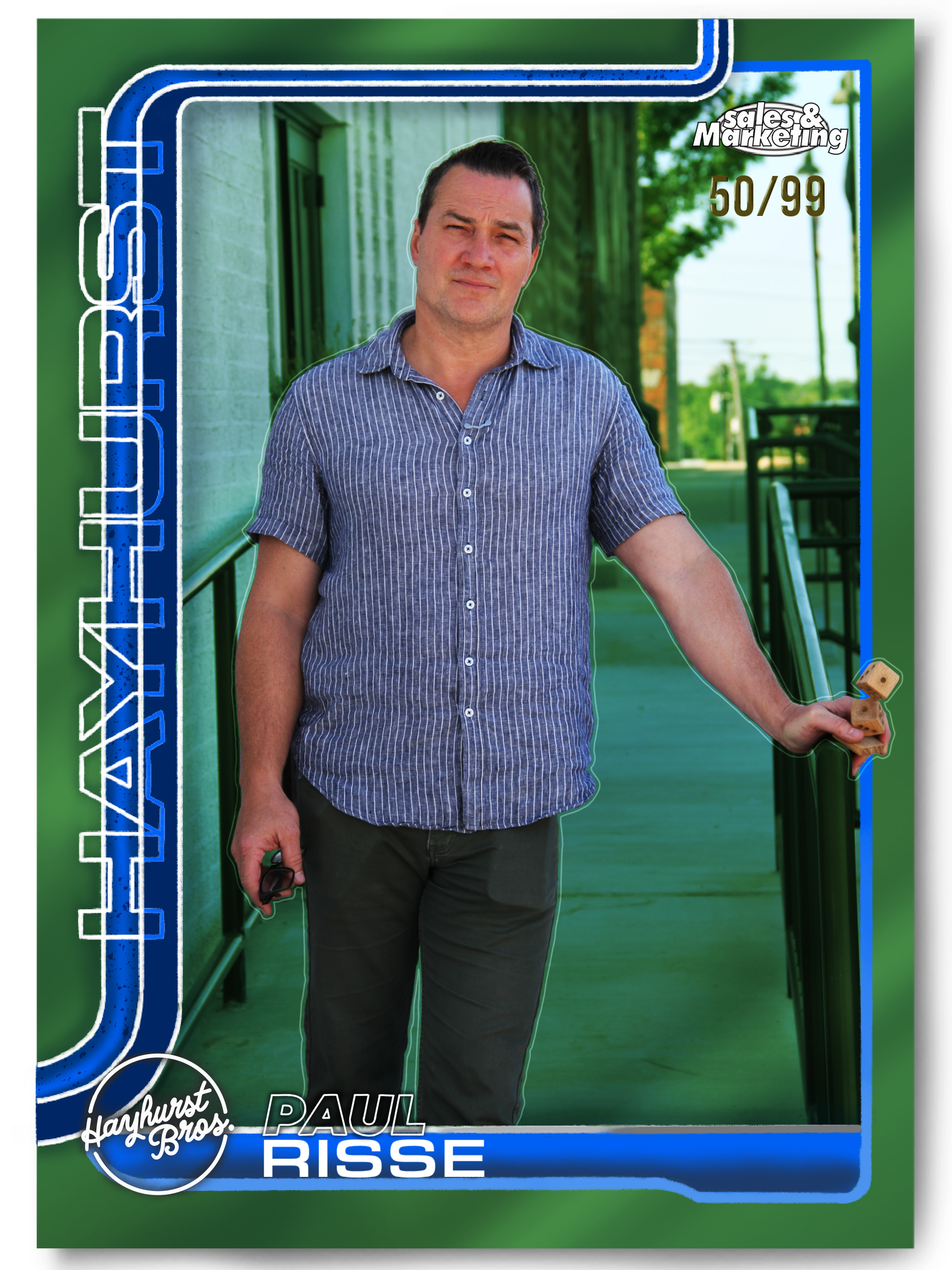 Political campaign poster featuring a man in a blue striped shirt holding a keychain, with campaign text and graphics, and the name Paul Risse.