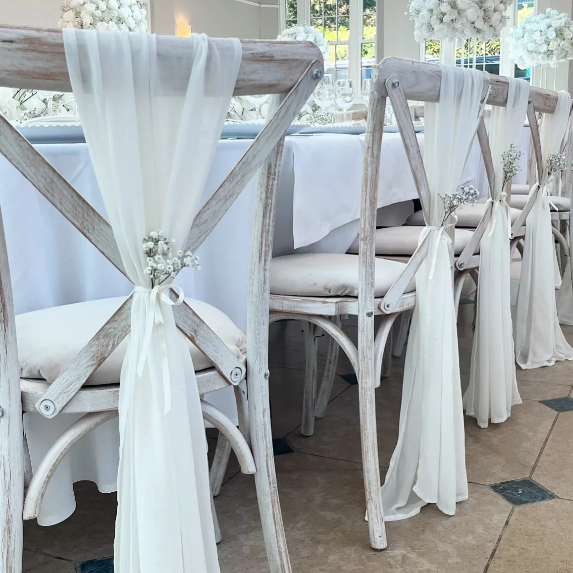 Stunning chairs from a shoot last week with the gorgeous @all_floral @norsworthyweddings and @peboryon at the beautiful @rockbeare_manor_  #weddingchairdecor #gypsophilawedding #rockbearemanorwedding #chairdressing #chairdrapes #weddingchairs #weddin