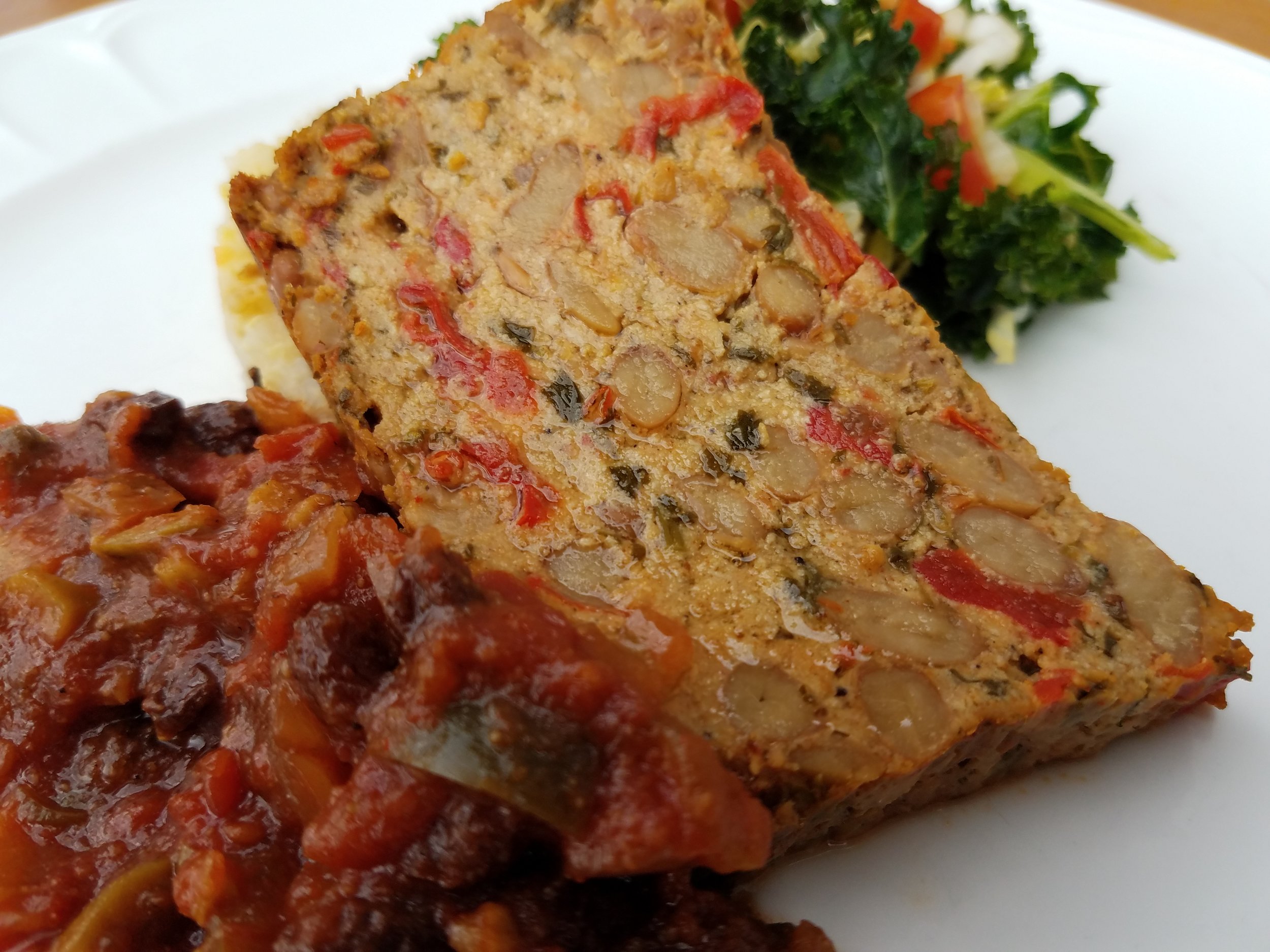 Pinto Bean Loaf with Picadillo Sauce