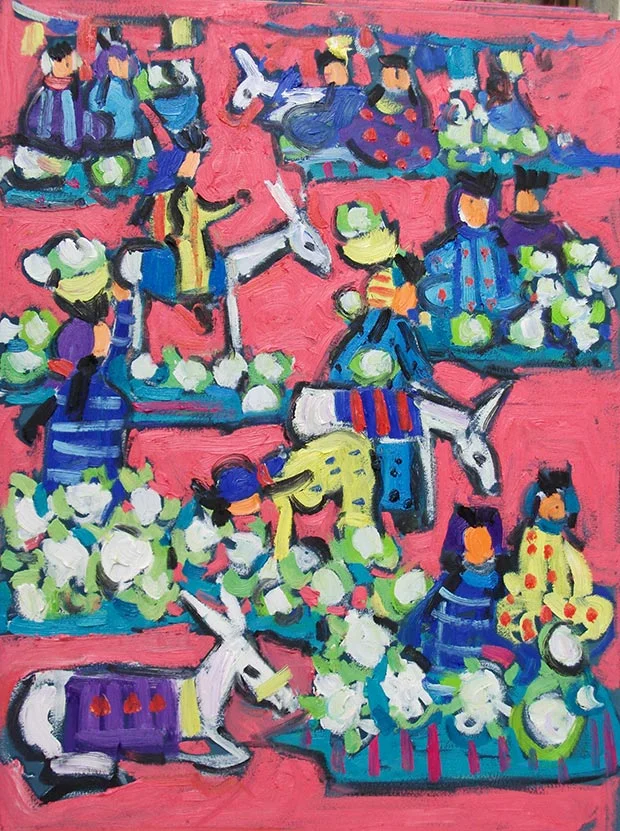 Miriam Hathout, Autentiche donne egiziane, oil on canvas, 2016, 60x80 cm / Courtesy of Made In..Gallery