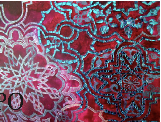 Hayat Gul, Red and Blue Fort, 2011, Glass and Mixed Media on Canvas, 36” × 48”. Reproduced with the kind permission of the artist.