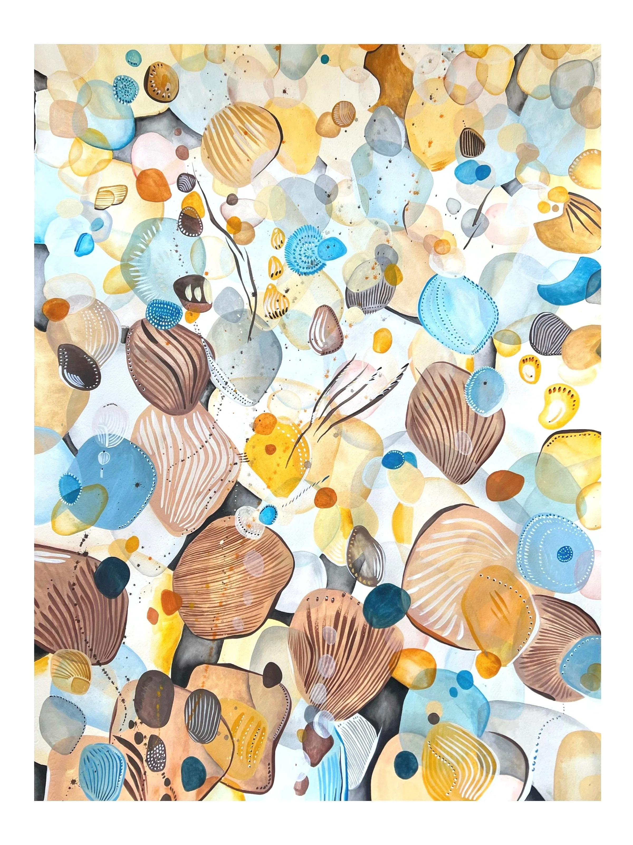 sand series in blue. watercolor on paper 20" x 26"