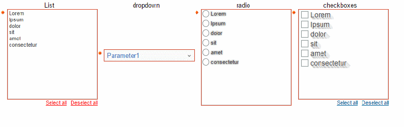 You can view the report and js files here: Custom JavaScript in Cognos - Modifying Prompts