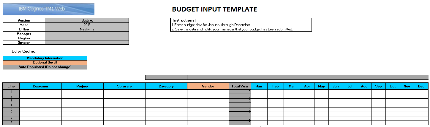 Excel Template for TM1 Web