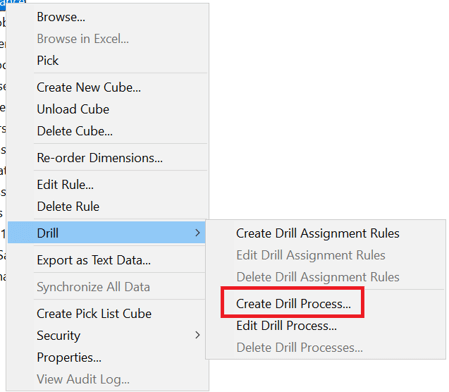 Planning Analytics, Create Drill Process