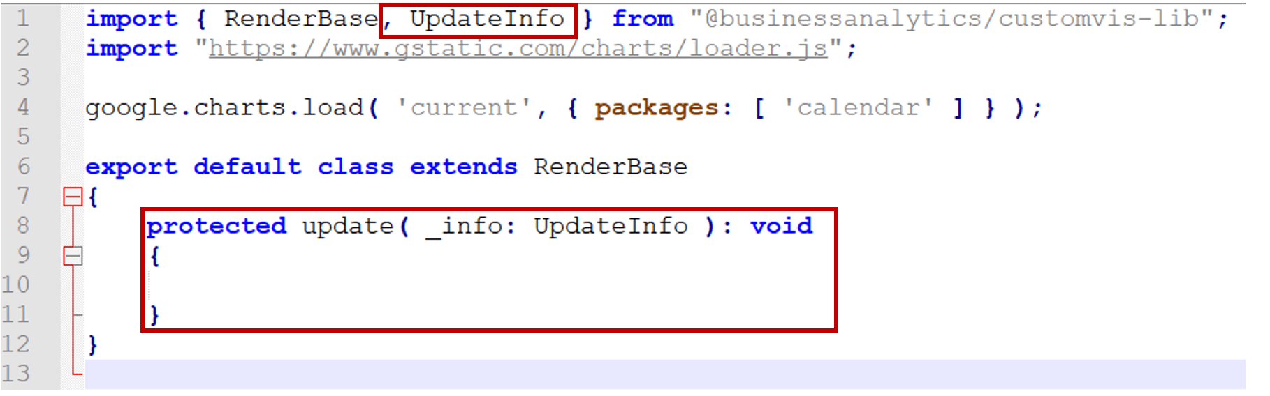Cognos Update Method in Main.ts Added