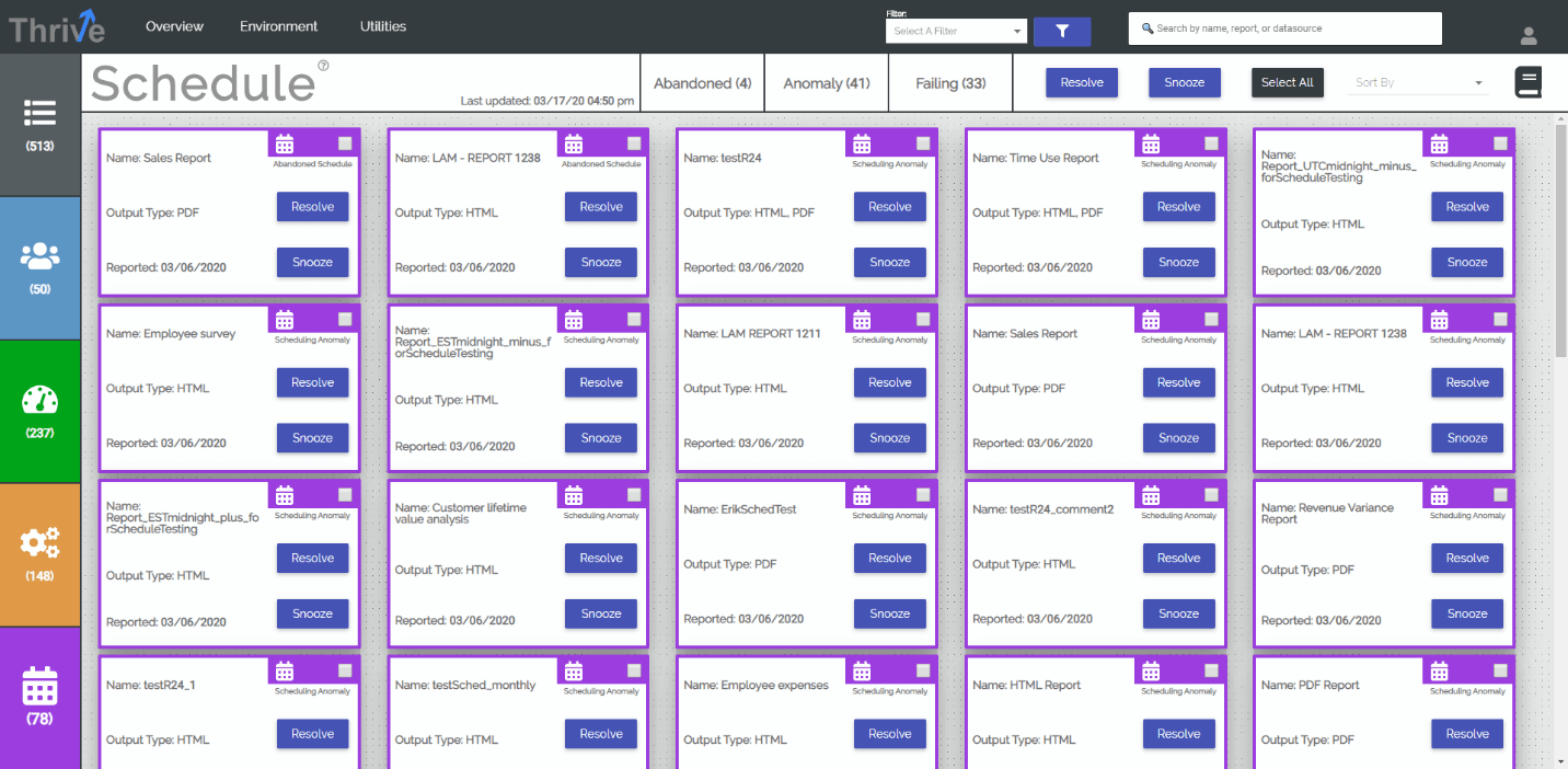 Thrive Schedule Issue Tracker