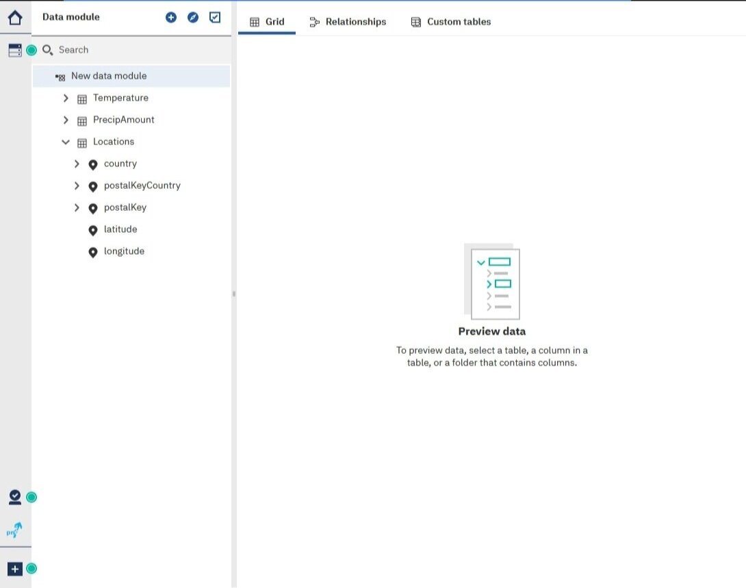 Cognos Data Module with recently added tables