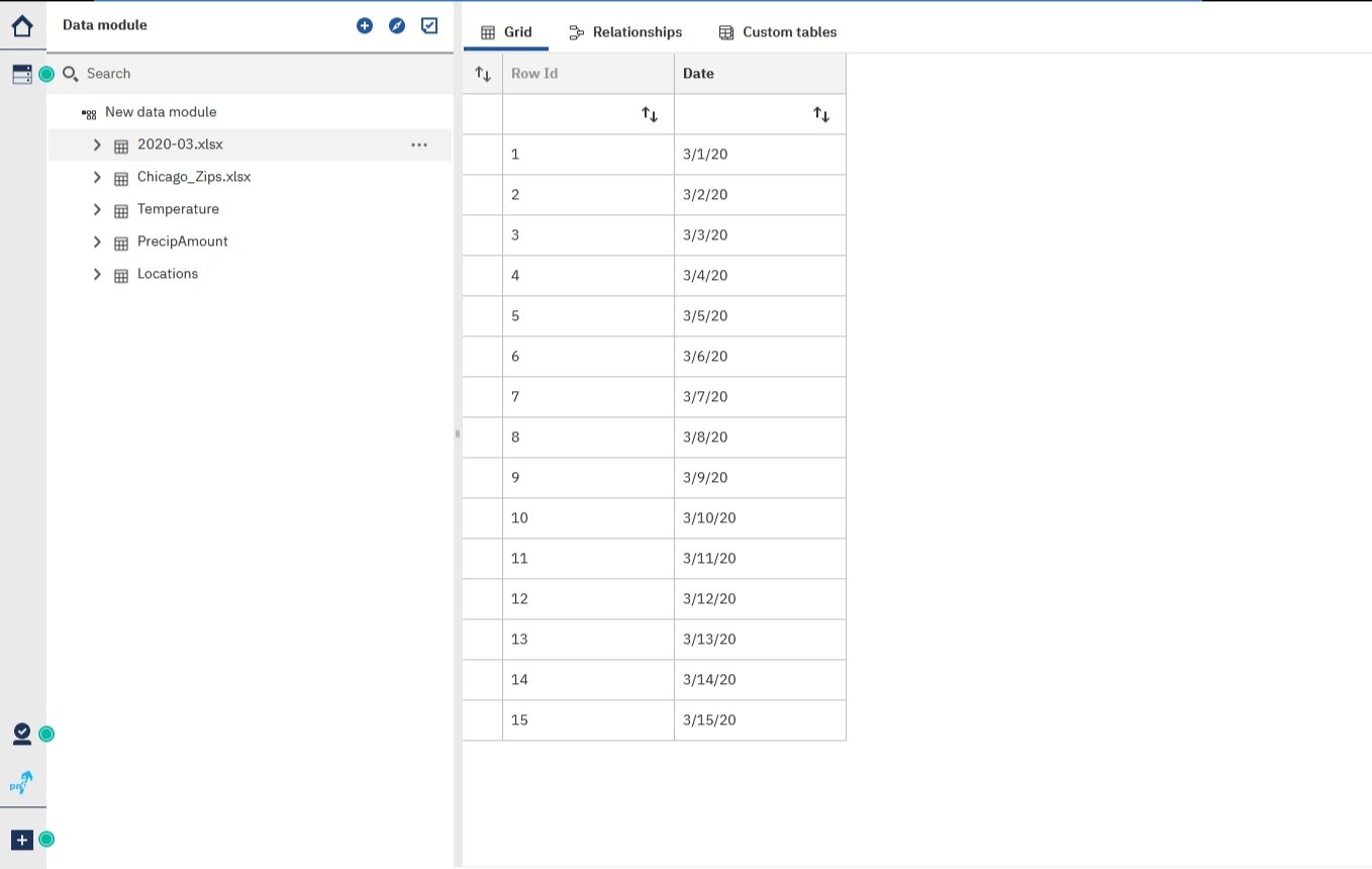 Excel Workbook Data Displayed in Data Module