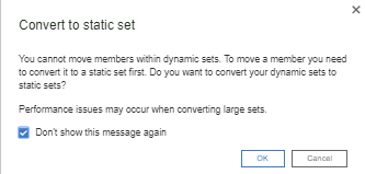 Planning Analytics Version 2.0.52 Convert to static set
