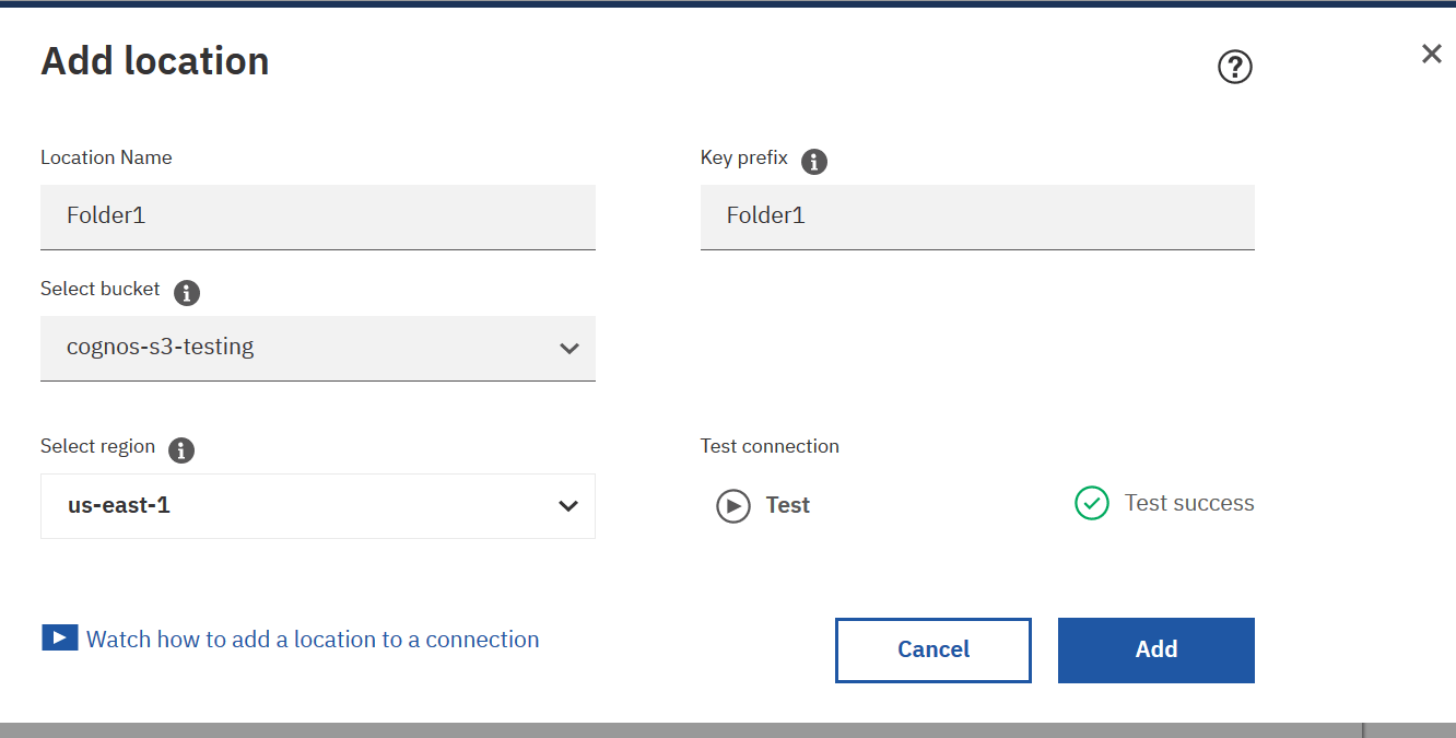 Amazon S3 Add a Location Dialog Box