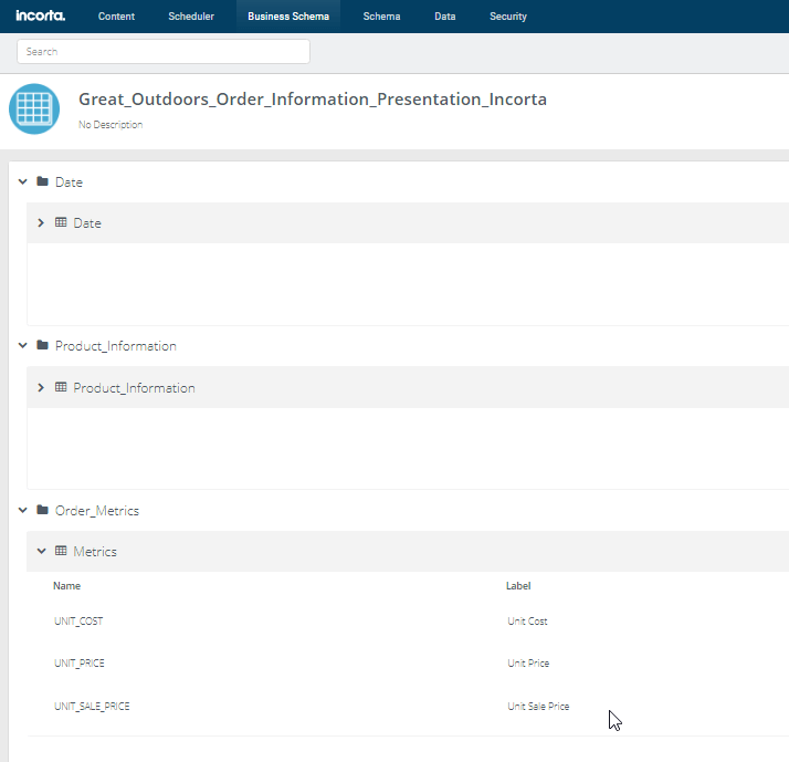Incorta Unified Data Analytics Schema for Cognos Analytics