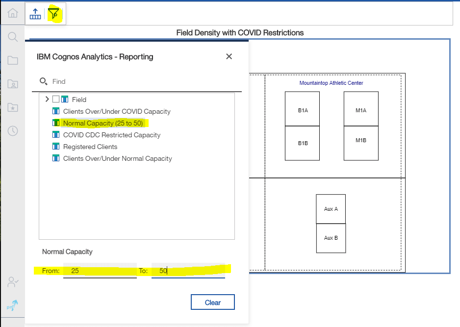 Additional Filter Parameters in Cognos Analytics Schematics