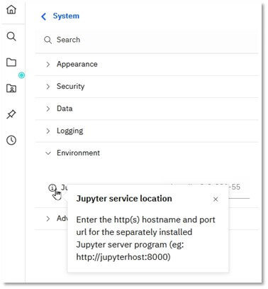 Setting Jupyter Service Location in IBM Congos Analytics