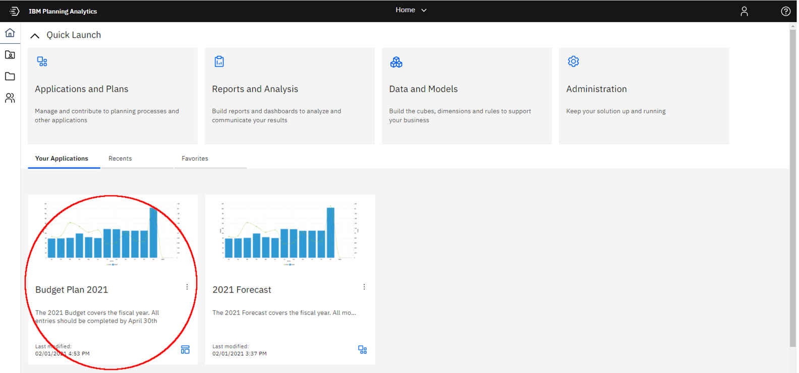 Managing Applications in IBM Planning Analytics