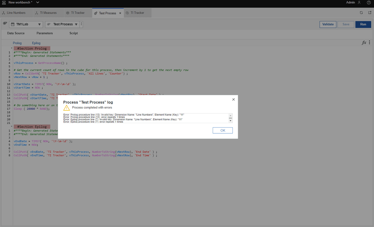 Planning Analytics Workspace (PAW) throwing out an error
