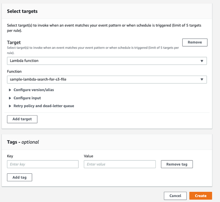 Selecting targets in AWS Lambda