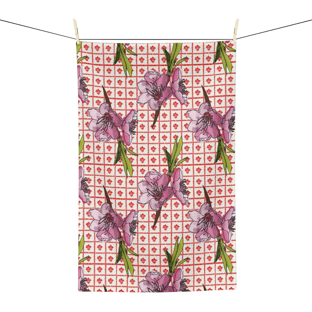 Peach Blossom Soft Tea Towel — Mara Sprafkin Draws