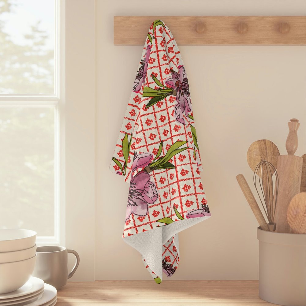 Peach Blossom Soft Tea Towel — Mara Sprafkin Draws