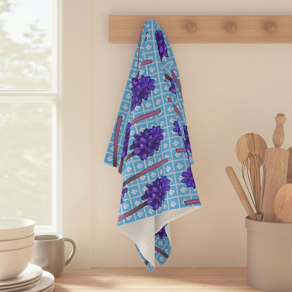 Grape Hyacinth Soft Tea Towel — Mara Sprafkin Draws