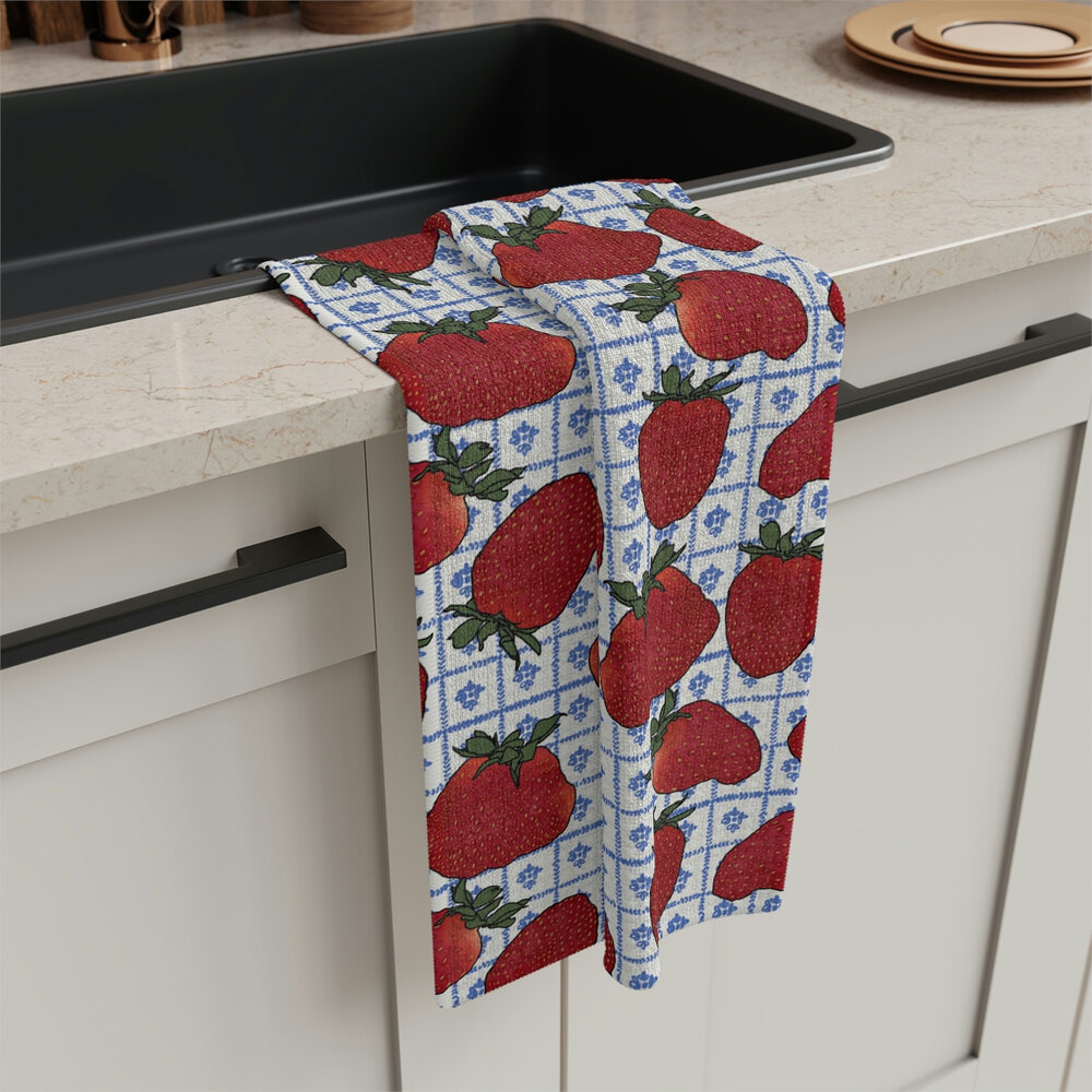 Strawberry Soft Tea Towel — Mara Sprafkin Draws