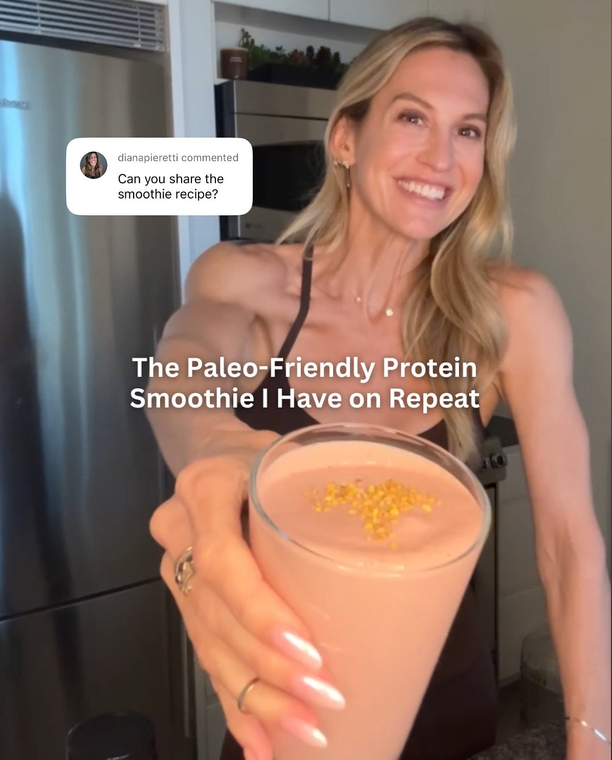 I got a lot of questions about the smoothie I recently made so here&rsquo;s exactly how I made it 👆

It&rsquo;s my go-to for a reason: nourishing, protein-packed, paleo-friendly and the perfect little treat that keeps me balanced and full.

Want the