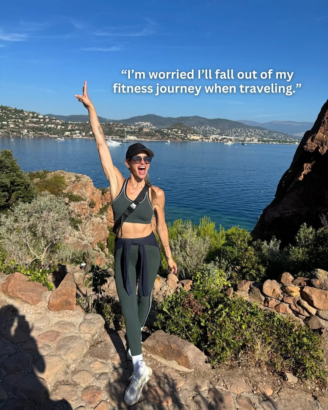 I used to stress about keeping up with my workouts when traveling. But then I realized I was actually moving my body more than I thought.

Walking everywhere, swimming, exploring, it all counts. And if I want something a little more grounding, I&rsqu