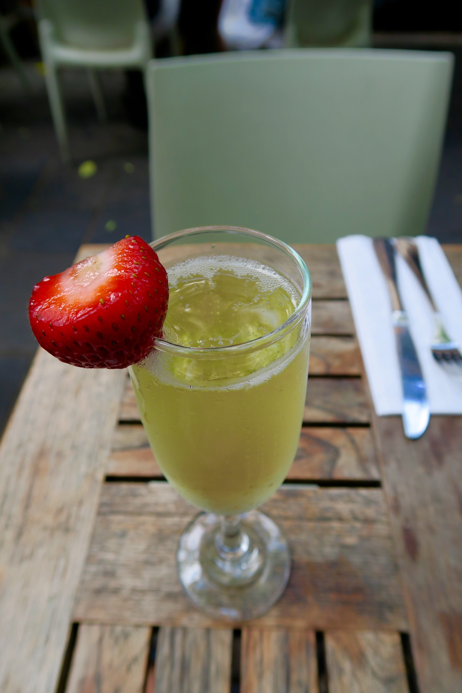 I'm still not sure why they put a strawberry as a garnish on the Crémant. It wasn't brunch.