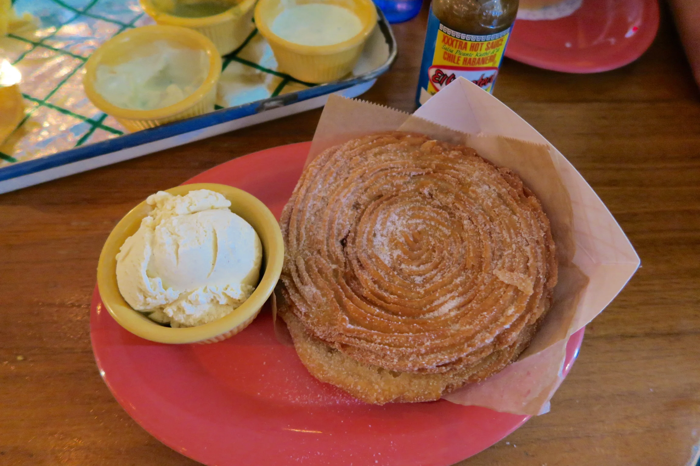Churro ice cream sandwich, deconstructed