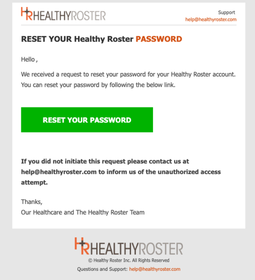 Password Reset Email