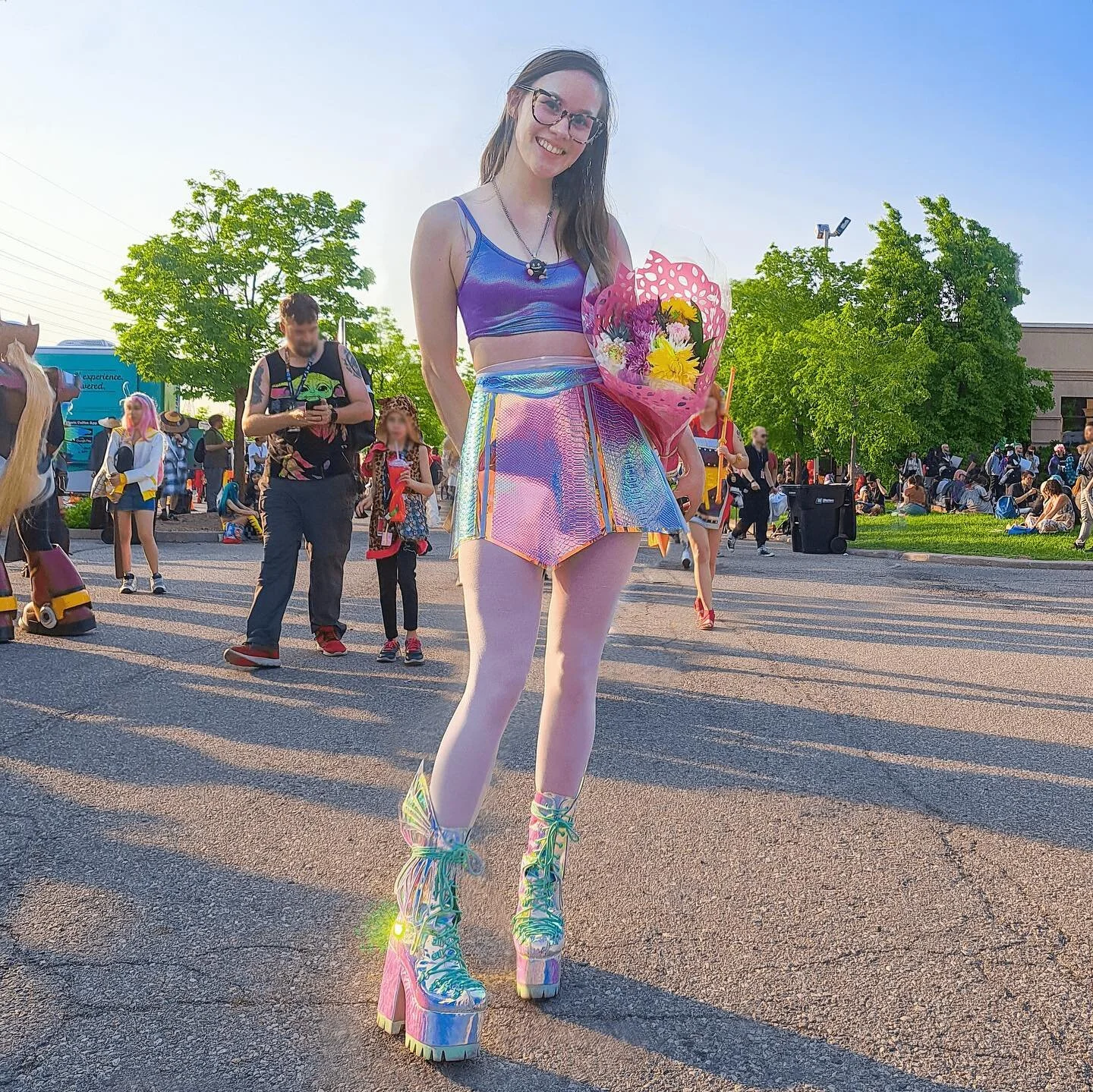 three shows in two cities in two days. drowning in love. i&rsquo;m ever so grateful to @bigbubblerave &amp; @animenorthcompass for giving this lil sea butterfly her flowers 💐