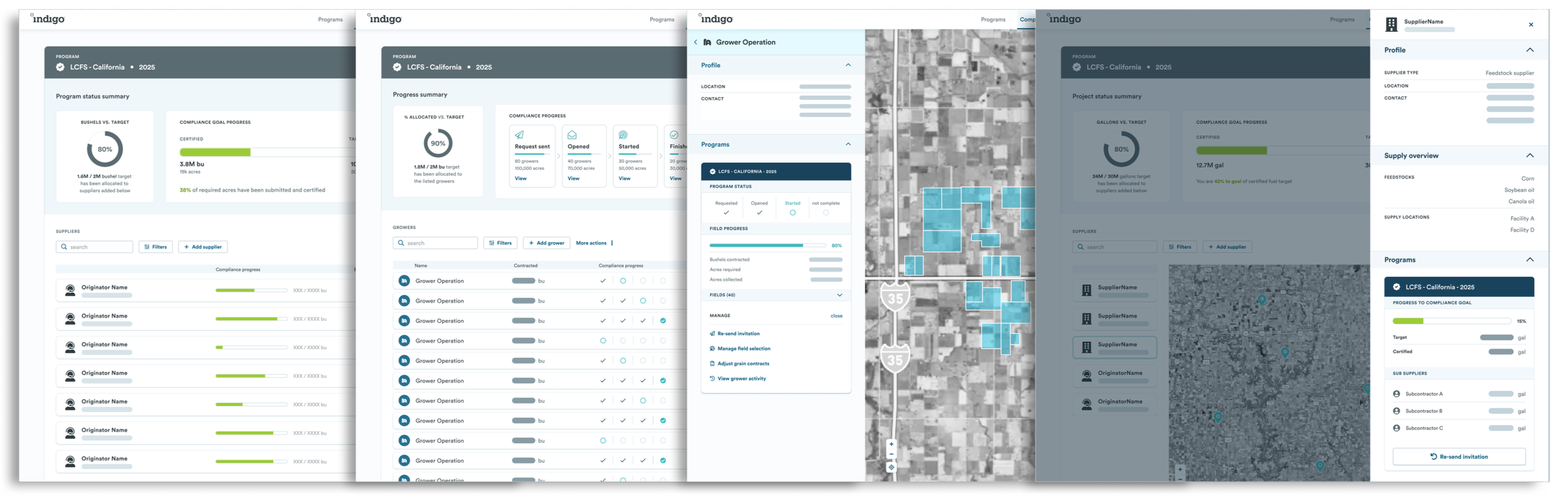 Compliance platform main concept screens