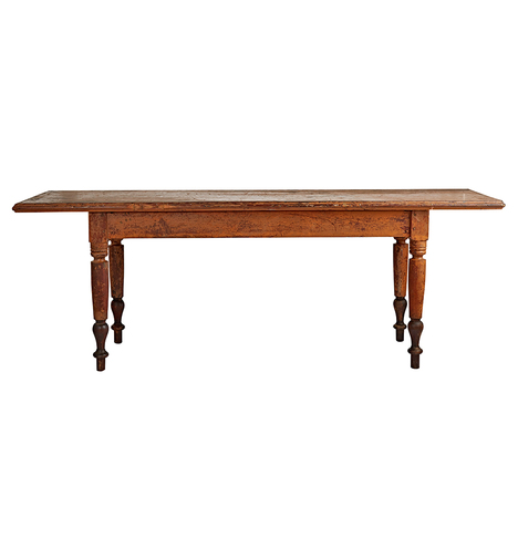 ENORMOUS TURNED-LEG MERCANTILE TABLE W/ CRAZED FINISH $3599.99