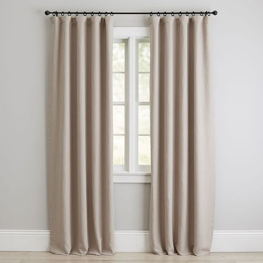 Custom Classic Belgian Linen Curtain - Dark Flax