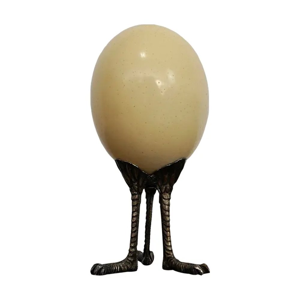 1960's Ostrich Egg With Metal Ostrich Feet Stand, $399, Chairish